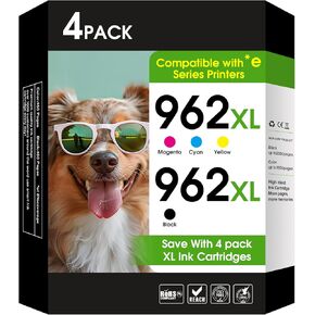 962XL Ink Cartridges Combo Pack Compatible for HP 962 Ink Cartridges Works with OfficeJet Pro 9010 9010e 9015 9015e 9025 9025e 9018 9018e 9012 9012e 9020 9020e (BK C Y M) 4 Pack