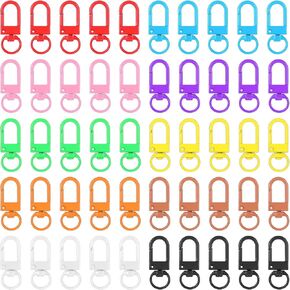 50 PCS Colorful Metal Lobster Claw Clasps, Swivel Lanyards Snap Hooks with Key Rings DIY Accessories for Zipper Pullers Backpack Charms Key Chains Connector Jewelry Making, 10 Colors