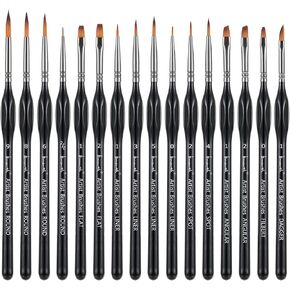 Detail Paint Brushes Set, 16pcs Miniature Brushes for Fine Detailing & Art Painting - Acrylic, Oil, Watercolors & Paint by Number, Crafts, Models