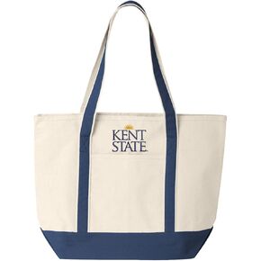 Kent State University Large Canvas Tote Bag (Navy Golden Flash Logo)