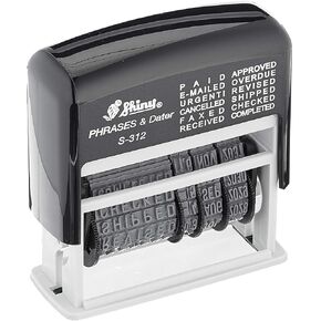Shiny S-312 Self-Inking Dial-a-Phrase Date Stamp 12 Phrases 3.8mm Character Height