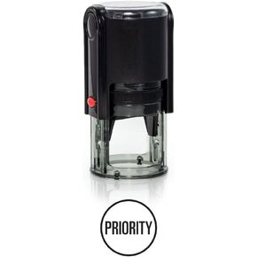 Round Priority Self Inking Rubber Stamp (Red Ink) Size 1-1/4"