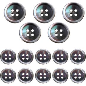 15 Piece Mother of Pearl Shell Buttons Pearl Shell Sewing Button Suits 4 Holes Gray Blazer Buttons Men for Sewing Shirts Clothes Decorations(15mm/20mm