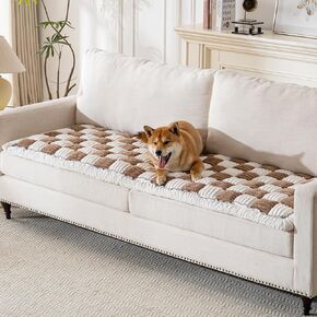Couch Cover for Dogs Washable, Soft Flannel Dog Couch Cover Protector, Non Slip Pet Couch Covers for Sofa, Couch Protector for Dogs Large Medium Small Size (Brown, 23.62 x 63 inch)