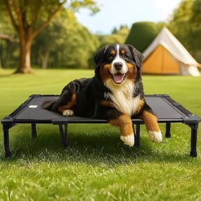 Sytopia 42 Inch Raised Elevated Dog Bed for Large Dogs, Chew-Proof Pet Cot with Cooling Mesh, Sturdy Aluminum Frame, Non-Slip Feet, Waterproof Design, Ideal for Indoor & Outdoor