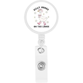 Funny Silly Goose Badge Reel Cute Office Work Badge Holder with Retractable Clip Nurse Medical Student Teacher Healthcare Worker ID Name Badges Clip Accessories (Badge1422)