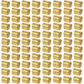 100 Pieces Mini Pirate Treasure Chest Gold Plastic Chests Vintage Pirate Jewelry Storage Box for Pirate Play Set Pretend Play Birthday Halloween Christmas Party Favors