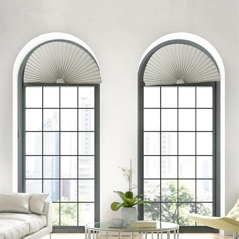 2PCS Half Moon Round Window Cover Half Circle Window Shades Cordless Non-Woven Self Adhesive Shades Temporarily Window Blinds Cover Easy to Cut Install (White, 12IN(30CM)) in Kuwait