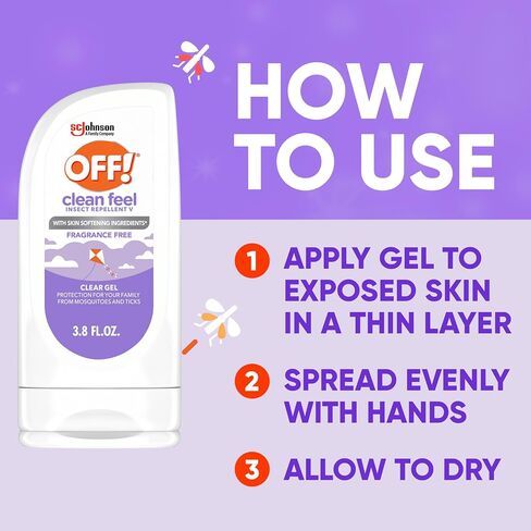 OFF! Clean Feel Insect Repellent Clear Gel with 20% Picaridin, Bug Repellent with Long Lasting Protection from Mosquitoes, Hydrating, 3.8 oz in Saudi Arabia