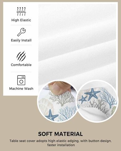 Chair Seat Covers Nautical Coastal Ocean Coral Seat Covers for Dining Chairs Beach Themed Blue Teal Removable Upholstered Chair Protector Seat Cushion Slipcovers for Kitchen Office Set of 4 in Kuwait