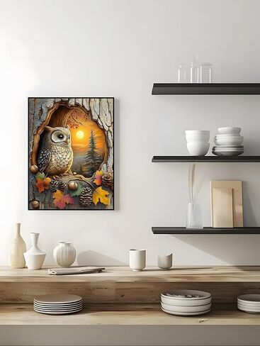 jjbswymt 5d antumn Owl Owl Diamond Painting kits للمبتدئين للبالغين ، مجموعة فن المناظر الطبيعية DIY ، ونقاط الماس مع فن وحرارة الماس ، ديكور الجدار المنزلي 12 × 16 بوصة in Saudi Arabia