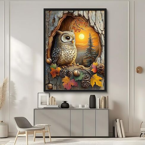 jjbswymt 5d antumn Owl Owl Diamond Painting kits للمبتدئين للبالغين ، مجموعة فن المناظر الطبيعية DIY ، ونقاط الماس مع فن وحرارة الماس ، ديكور الجدار المنزلي 12 × 16 بوصة in Saudi Arabia