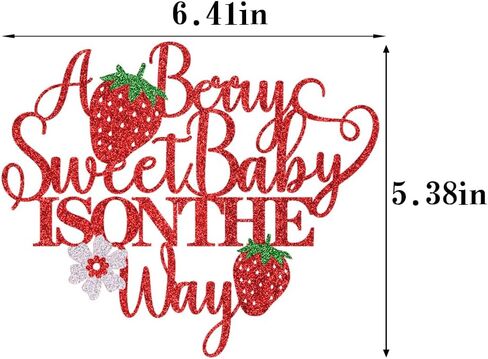 Red Glitter A Berry Sweet Baby على الطريق على الطريق إلى أعلى الكعكة ، وحلو واحد الكعكة ، و Berry Sweet ، و Strawberry Baby Shower Party Decorations Supplies in Kuwait