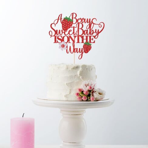 Red Glitter A Berry Sweet Baby على الطريق على الطريق إلى أعلى الكعكة ، وحلو واحد الكعكة ، و Berry Sweet ، و Strawberry Baby Shower Party Decorations Supplies in Kuwait
