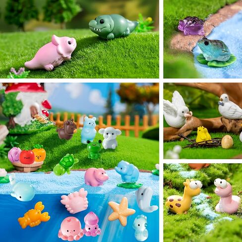 100pcs مختلف حيوانات الراتنجات المصغرة تماثيل مصغرة أرقام زخرفة جنية حديقة ملحقات Micro Landscape Dollhouse Aquarium Bonsai Tiny Crafts Decor in Saudi Arabia