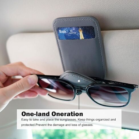 2 Pack Sunglass and Card Holder for Car Visor, 2 Card Slots Visor Glasses Clip, Strong Magnetic Visor Holder, Visor Accessories for Cars SUV((Beige 2 Pcs) in Kuwait
