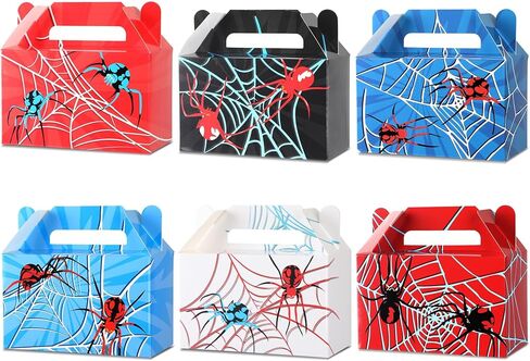 12PCS Spider Party Fords Boxes Spider Web Paper Box مربعات عيد ميلاد اللوازم الأزرق الأزرق الأسود الصناديق الصناديق للهدايا للأطفال in Kuwait