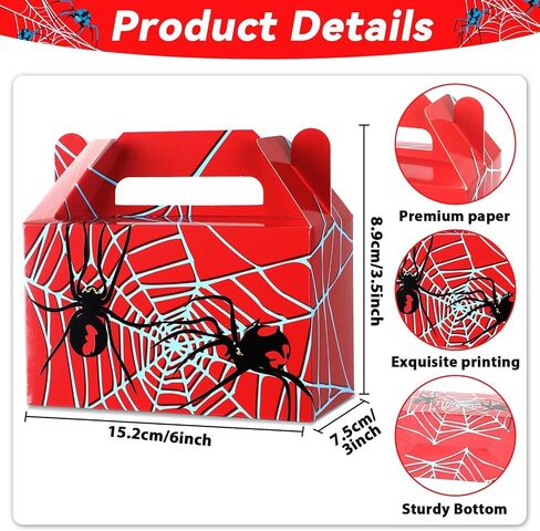 12PCS Spider Party Fords Boxes Spider Web Paper Box مربعات عيد ميلاد اللوازم الأزرق الأزرق الأسود الصناديق الصناديق للهدايا للأطفال in Kuwait