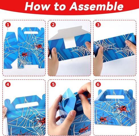 12PCS Spider Party Fords Boxes Spider Web Paper Box مربعات عيد ميلاد اللوازم الأزرق الأزرق الأسود الصناديق الصناديق للهدايا للأطفال in Kuwait
