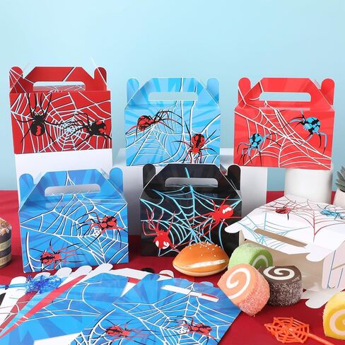 12PCS Spider Party Fords Boxes Spider Web Paper Box مربعات عيد ميلاد اللوازم الأزرق الأزرق الأسود الصناديق الصناديق للهدايا للأطفال in Kuwait