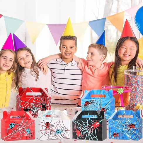 12PCS Spider Party Fords Boxes Spider Web Paper Box مربعات عيد ميلاد اللوازم الأزرق الأزرق الأسود الصناديق الصناديق للهدايا للأطفال in Kuwait
