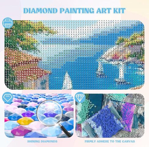 QENSPE Seaside Town Diamond Painting,Diamond Art Kits for Adults,DIY 5D Round Full Drill Diamond Art for Beginners,Diamond Dots for Adults,Home Wall Decor 12x16 inch in Saudi Arabia
