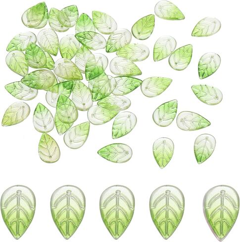 PATIKIL 18 x 11mm Czech Glass Leaf Beads, 100 Pcs Crystal Leaf Beads for Jewelry Making DIY Craft Bracelet Necklaces Earrings, Green in Saudi Arabia
