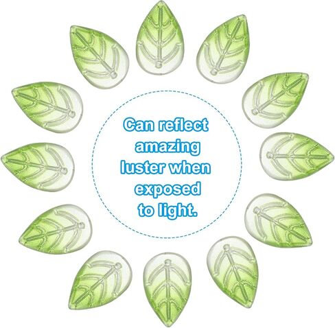 PATIKIL 18 x 11mm Czech Glass Leaf Beads, 100 Pcs Crystal Leaf Beads for Jewelry Making DIY Craft Bracelet Necklaces Earrings, Green in Saudi Arabia
