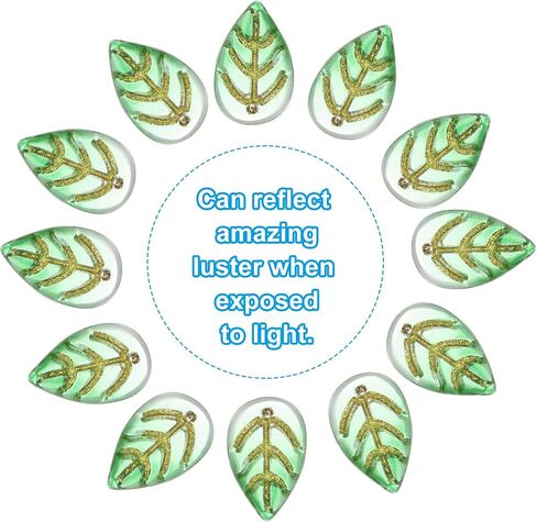 PATIKIL 18 x 11mm Czech Glass Leaf Beads, 100 Pcs Crystal Leaf Beads for Jewelry Making DIY Craft Bracelet Necklaces Earrings, Green in Saudi Arabia