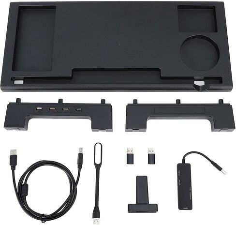 Pilipane Computer Monitor Stand Riser Adjustable Desk Organizer with USB Hub Ergonomic Height Adjustment for Home Office Workspace Black 52 x 23 x 7.5cm in Saudi Arabia