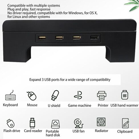 Pilipane Computer Monitor Stand Riser Adjustable Desk Organizer with USB Hub Ergonomic Height Adjustment for Home Office Workspace Black 52 x 23 x 7.5cm in Saudi Arabia