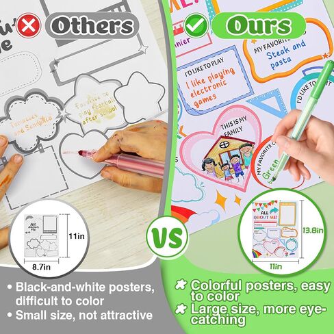 24pcs Large All About Me Posters - Colorful Flag Elementary School Posters for Star Student Teacher Supplies Preschool Classroom Must Haves Decor in Kuwait
