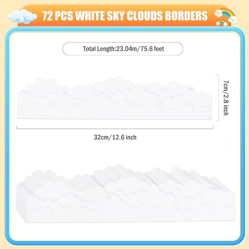Awizom 75.6 قدم Sky Cloud Bulletin Boards Borders Clouds White Die Die Cut Trim Border Sky Clouds Decortings for Back to School Blackboard Chalkboard Home Office Window Decor in Saudi Arabia