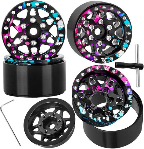 RC 1.0" Beadlock Wheel Rims Set for TRX4M SCX24 1/18 1/24 RC Crawler Car.Aluminum Alloy RC 1.0 Truck Tires Wheels Rims,Rc Wheel Rims Colorful in Saudi Arabia