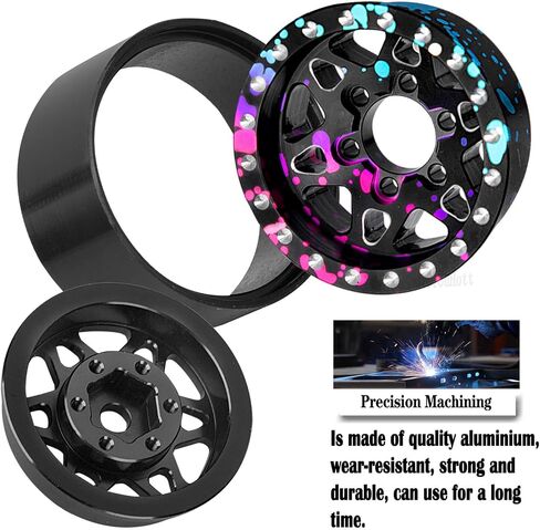RC 1.0" Beadlock Wheel Rims Set for TRX4M SCX24 1/18 1/24 RC Crawler Car.Aluminum Alloy RC 1.0 Truck Tires Wheels Rims,Rc Wheel Rims Colorful in Saudi Arabia