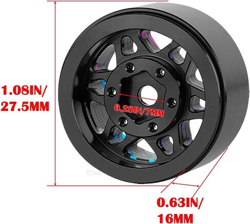 RC 1.0" Beadlock Wheel Rims Set for TRX4M SCX24 1/18 1/24 RC Crawler Car.Aluminum Alloy RC 1.0 Truck Tires Wheels Rims,Rc Wheel Rims Colorful in Saudi Arabia