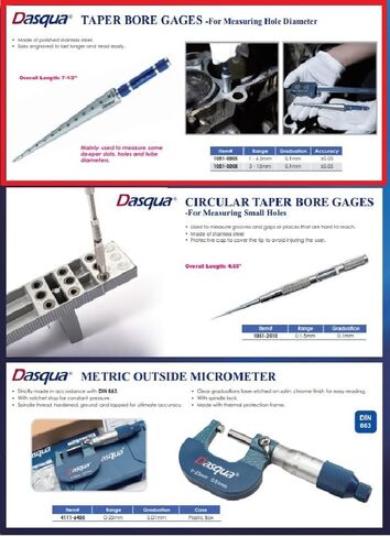 Dasqua 1051-0005 1.0-6.5mm Taper Bore Gage in Saudi Arabia