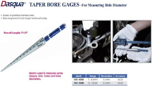 Dasqua 1051-0005 1.0-6.5mm Taper Bore Gage in Saudi Arabia