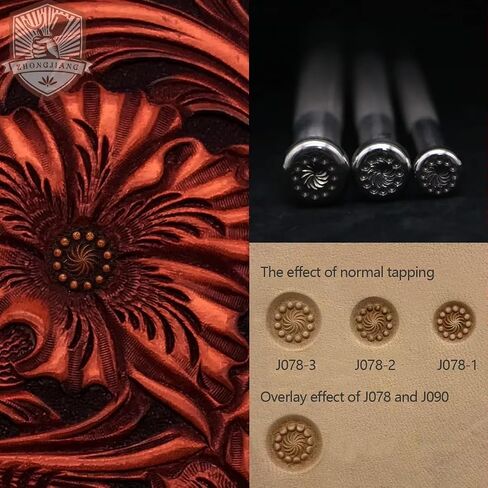 Zhongjiang Leather Stamp Tools Stamping Working leathercraft Carving Leather Craft Working ： 12 Seed Flower Centers J078 (J078-2) in Saudi Arabia