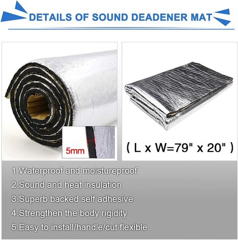 uxcell 197mil 16.36sqft Noise Sound Deadener Deadening Insulation Mat 60x40 Inches for SUV Car in Kuwait