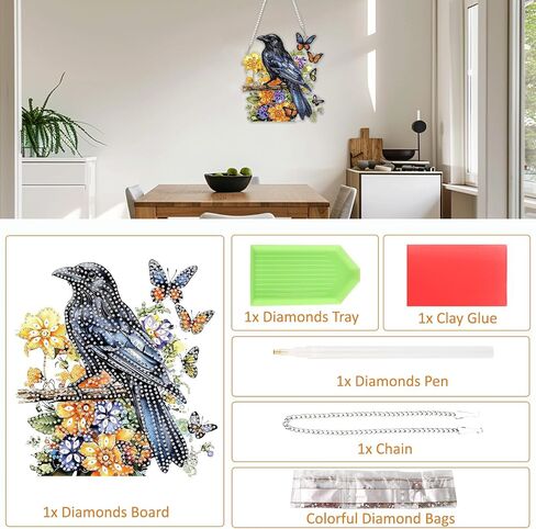 Senqao Wolf Diamond Art Att Kit للبالغين ، وحجر الراين على شكل خاص ، مزدوج DIY Acrylic Diamond Art Paintants Pendants Home Garden Wall kits hanging rote (Dream Catcher) in Saudi Arabia