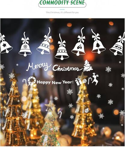 123 Pcs Christmas Window Clings, 6 Sheets Xmas Adorable Double-Sided Removable Static Decals, Decorative Stickers for Christmas Party, Santa Claus Snowman Reindeer Gingerbread Man in Saudi Arabia