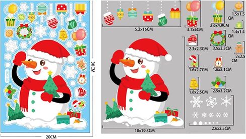 123 Pcs Christmas Window Clings, 6 Sheets Xmas Adorable Double-Sided Removable Static Decals, Decorative Stickers for Christmas Party, Santa Claus Snowman Reindeer Gingerbread Man in Saudi Arabia