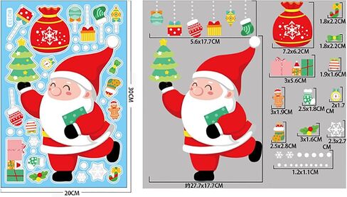123 Pcs Christmas Window Clings, 6 Sheets Xmas Adorable Double-Sided Removable Static Decals, Decorative Stickers for Christmas Party, Santa Claus Snowman Reindeer Gingerbread Man in Saudi Arabia