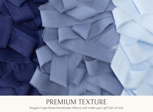 Blue Set Ribbon 1-1/2 Inch x 15 Yards Crinkle Fabric Cotton Ribbons for Gift Wrapping Wedding Invites Baby Shower DIY Crafts Home Decor in Kuwait