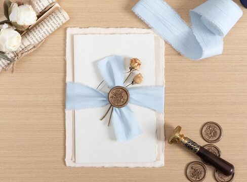 Blue Set Ribbon 1-1/2 Inch x 15 Yards Crinkle Fabric Cotton Ribbons for Gift Wrapping Wedding Invites Baby Shower DIY Crafts Home Decor in Kuwait