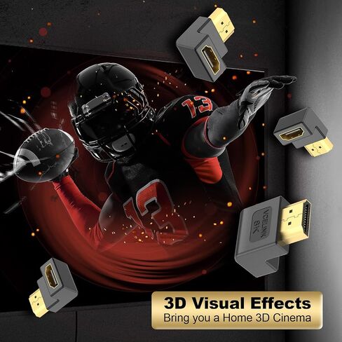 محول VCELINK 8K HDMI مسطح 90 درجة و270 درجة، محول زاوية HDMI اليمنى ذكر إلى أنثى HDMI 2.1 محول كابل مع 8K@60 هرتز، 4K@120 هرتز، HDR، eARC لأجهزة الكمبيوتر المحمول HDTV Switch PS4 PS5 Xbox، 2 حزمة in Kuwait