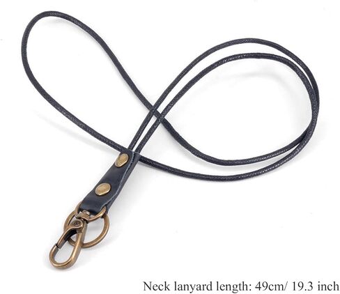 Badge Holder Vertical Handmade Leather ID Card Badge Holder Keychain with Heavy Duty Lanyard for Men Women-Brown in Saudi Arabia