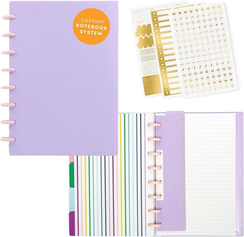 PAPERAGE Customizable Discbound Notebook, 134 Pages, All-in-One, 8-Disc Refillable Spiral Journal with Removable Pages, 12-Month Undated Calendar, Dividers & Stickers (Sage Green), 8.8 in x 7.2 in in Kuwait