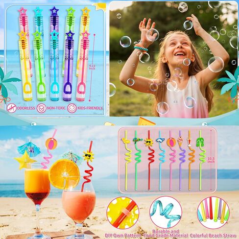 LINAYE Beach & Pool Party Favors - Kids' Summer Toys Bulk Including Beach Balls, Sand Buckets, Sunglasses, Drinking Straws, Bubble Wands Beach & Pool Party Supplies in Saudi Arabia